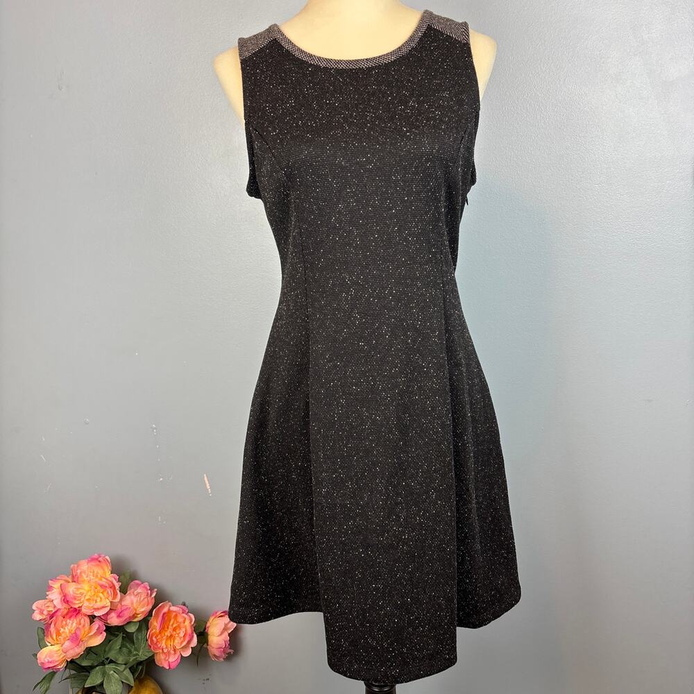 Old Navy Blackjack Tweed Knit Sleeveless Cocktail Dress Fit Flare A Line Black M